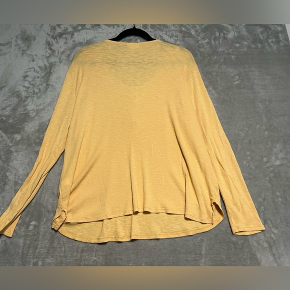 J Jill Pima Cotton Knit Henley Long Sleeve Top Women’s Large Petite Yellow - Picture 2 of 6